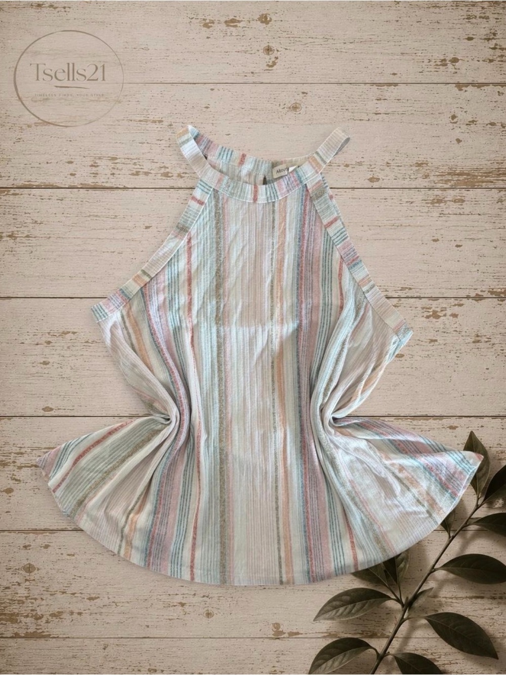 Above and Beyond Multi Colored Striped Halter Top - Size PL
